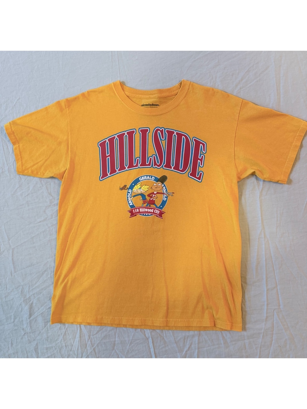 Nickelodeon Hey Arnold Hillside Graphic Yellow T-Shirt Large